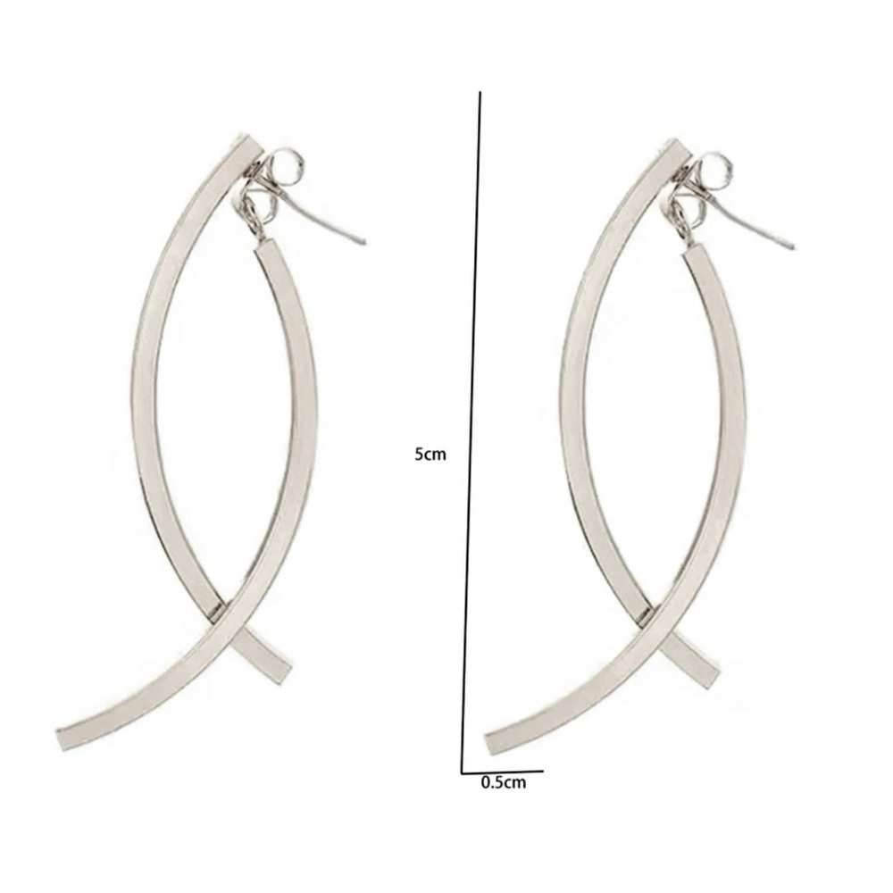 Any 4/$25! Silver Curved Drop Studs w/Jacket Backs Earrings - Picture 4 of 6